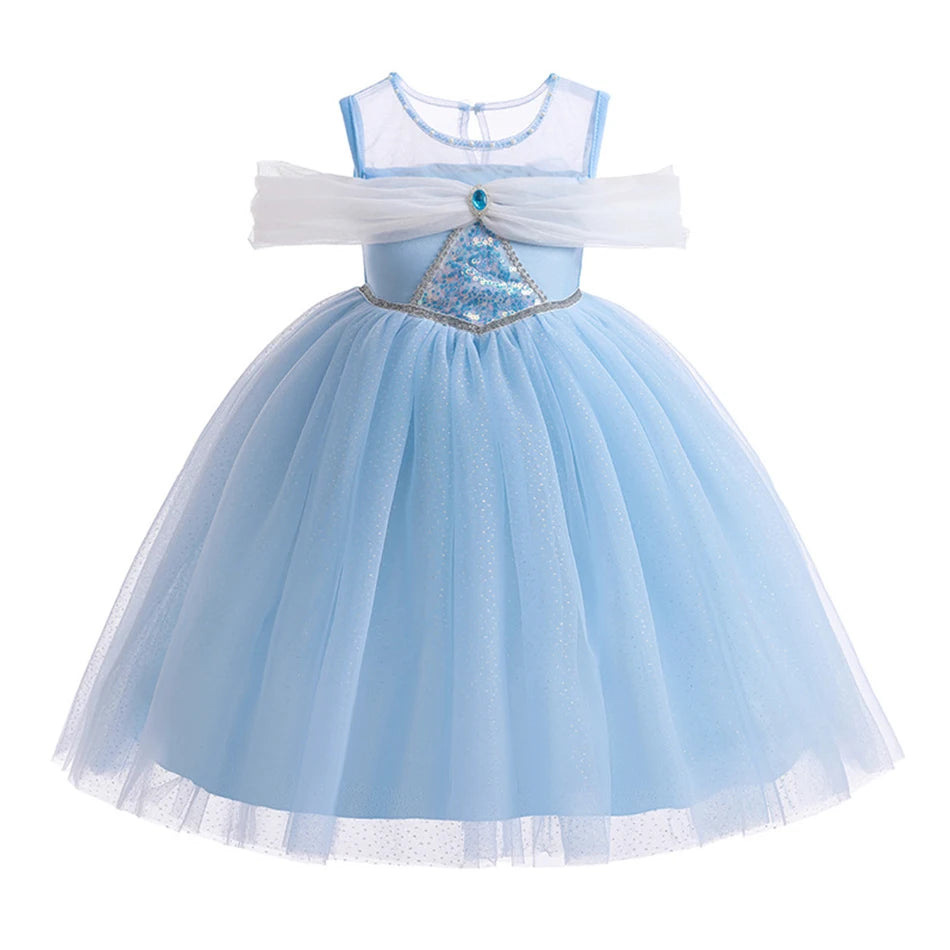 Elsa Summer Princess Dress Girls Cosplay Masquerade Party Vestidos Kids Birthday Clothes Children Carnival Halloween Gown