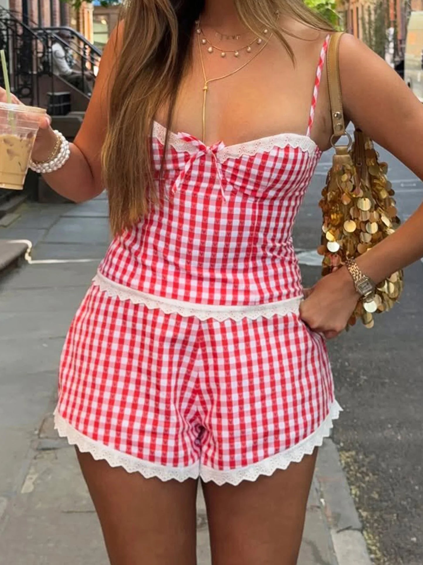 Women s 2 Piece Pajama Set with Floral Prints and Ruffle Details Sleeveless Top and Elastic Waist Shorts for Cozy Loungewear