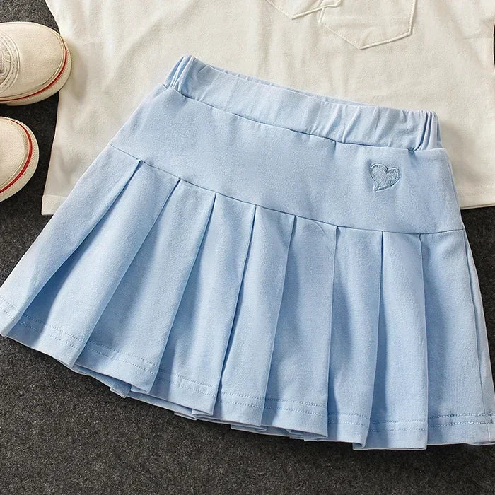 Girls' New All-Match Pleated Culottes Medium And Small Children'S Summer Skirt With Inner Safety Pants Student Uniform Skirts