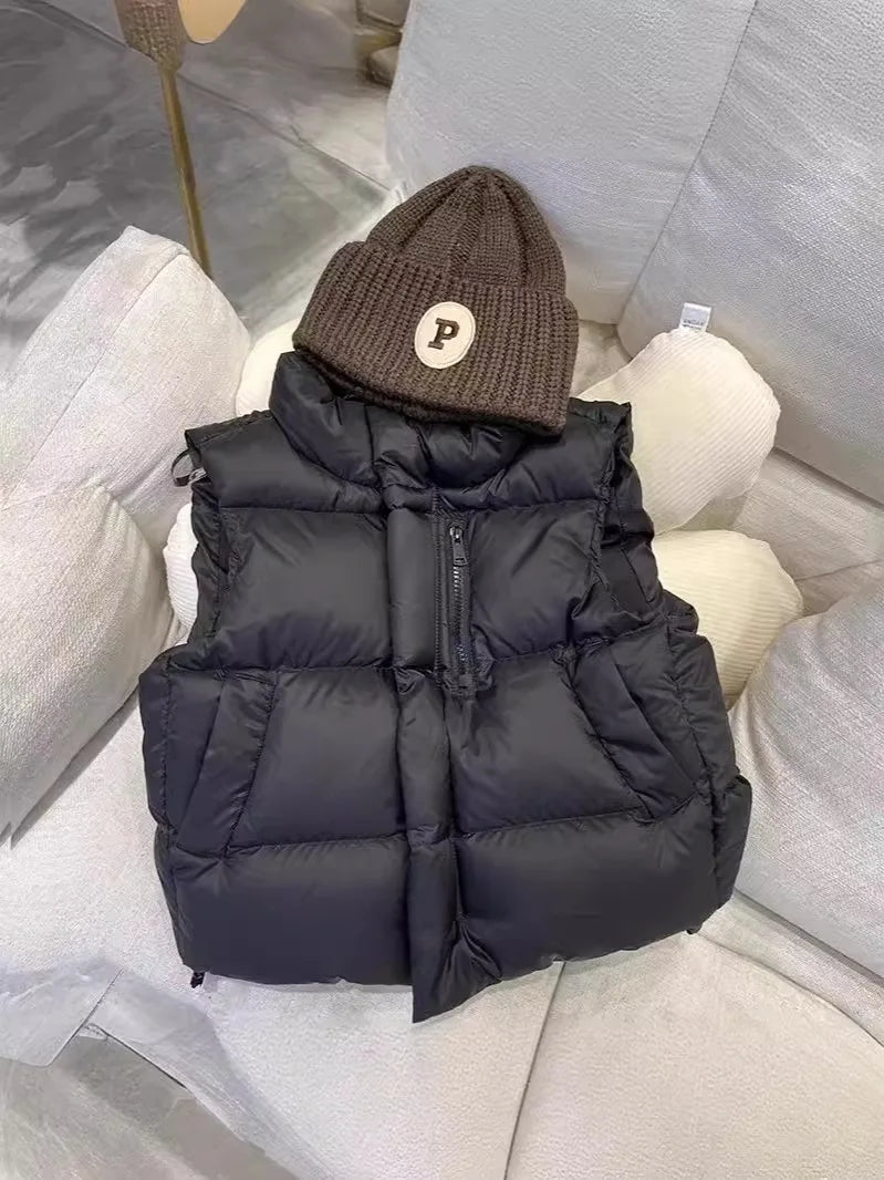 Girl's vest for spring and autumn wearing, boy's vest for baby's shoulder, medium and large children's down cotton vest, childre