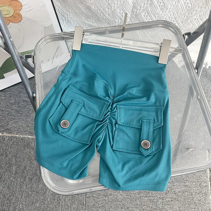 Women Yoga Shorts High Waist Workout Shorts Fitness Yoga Lift Butt Fitness Ladies Yoga Gym Running Short Pants Sportswear