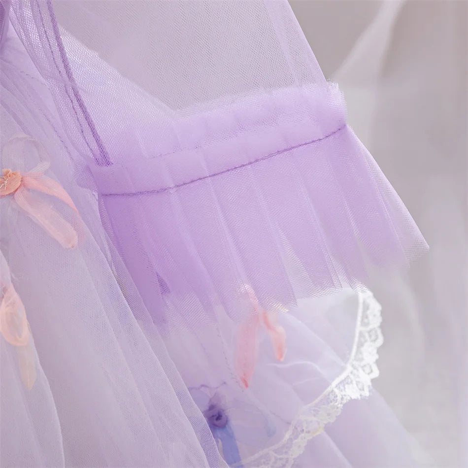 Snow White Rapunzel Sofia Purple Princess Dress Toddler Cosplay Halloween Carnival Party Mesh Gown Girls Birthday Bow Vestidos