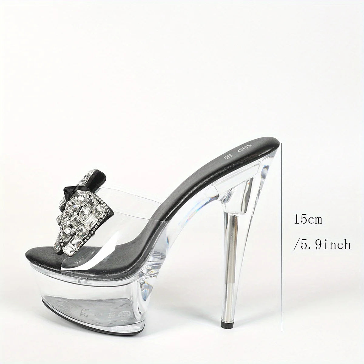【Send from US Inc Taxs】Waterproof Diamond-Encrusted High Heels 15CM Thin Heel Crystal Slippers Sexy Crystal Shoes