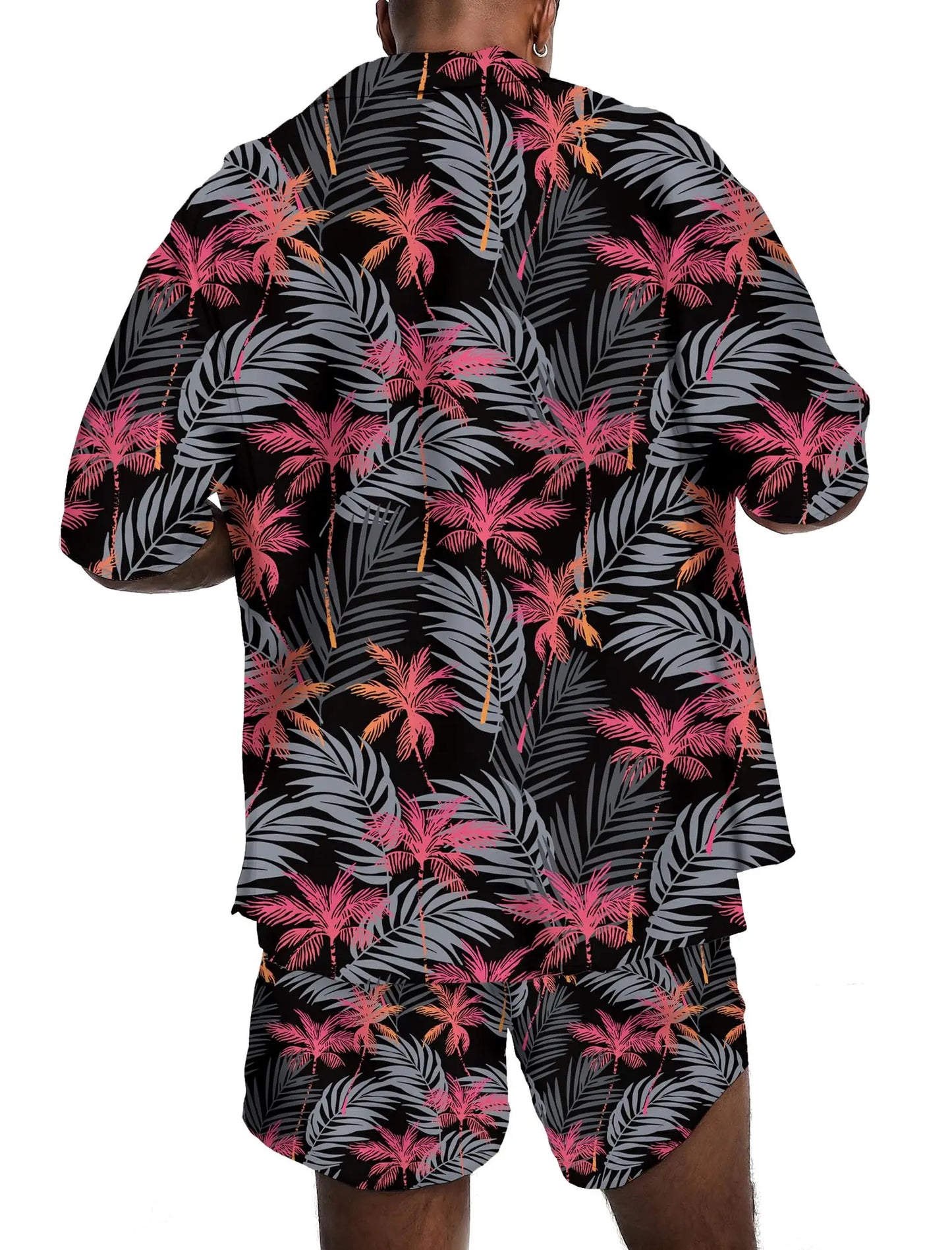 KYKU Mens Hawaiian Shirt and Short Set - Summer Short Sleeve Button Down Beach Shirts Tropical Vacation 2 Piece Outfits