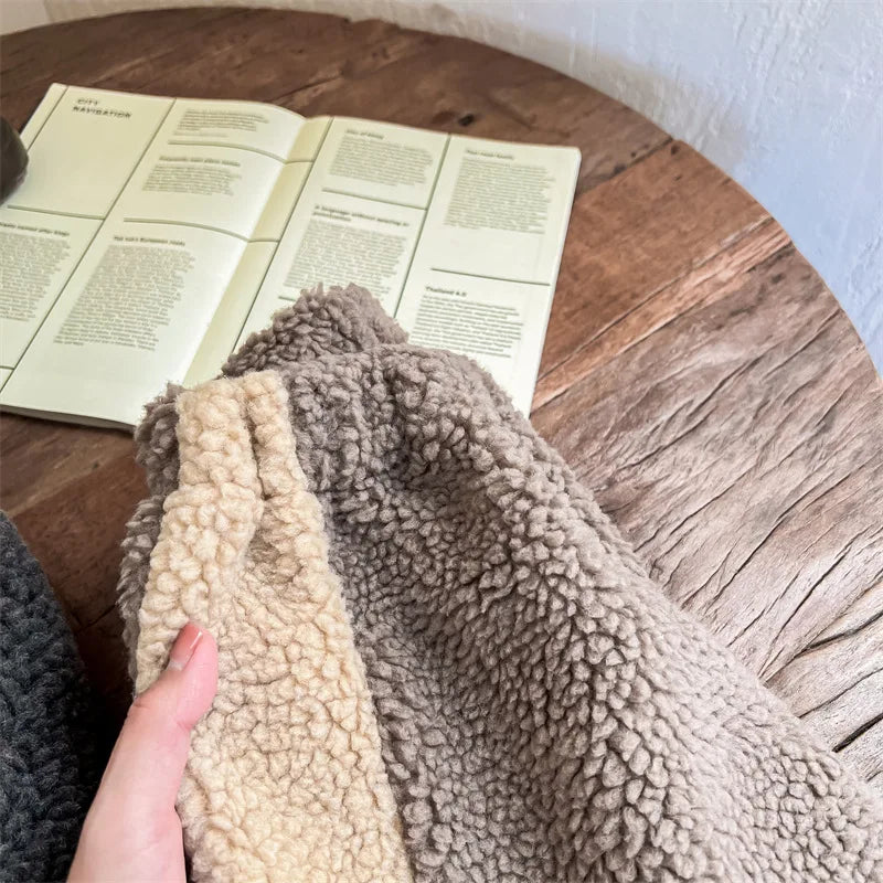 2025 Winter New Children Warm Trousers Baby Loose Lamb Fleece Pants Toddler Girls Casual Pants Solid Baby Boys Harem Pants