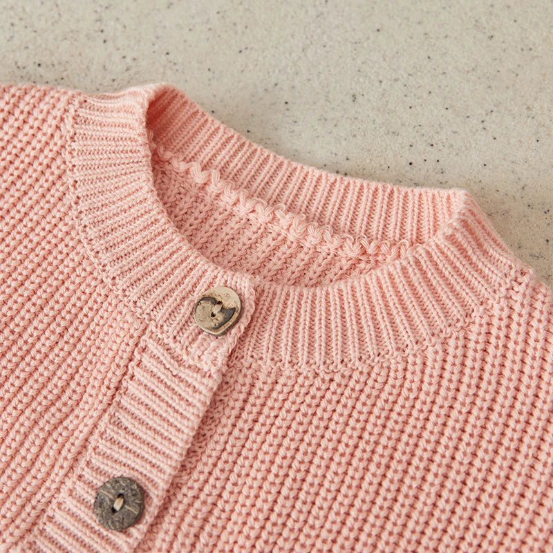 Suefunskry Baby Boys Girls Autumn Winter Knitted Sweater Long Sleeve Solid Color Single-breasted Knitwear Cardigan Jacket