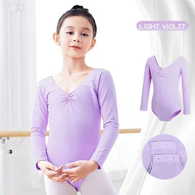 Girls Ballet Leotards Professional Gymnastics Leotard Dance Bodysuits Cotton Dance Leotards Long Sleeve Bodysuit for Dancing