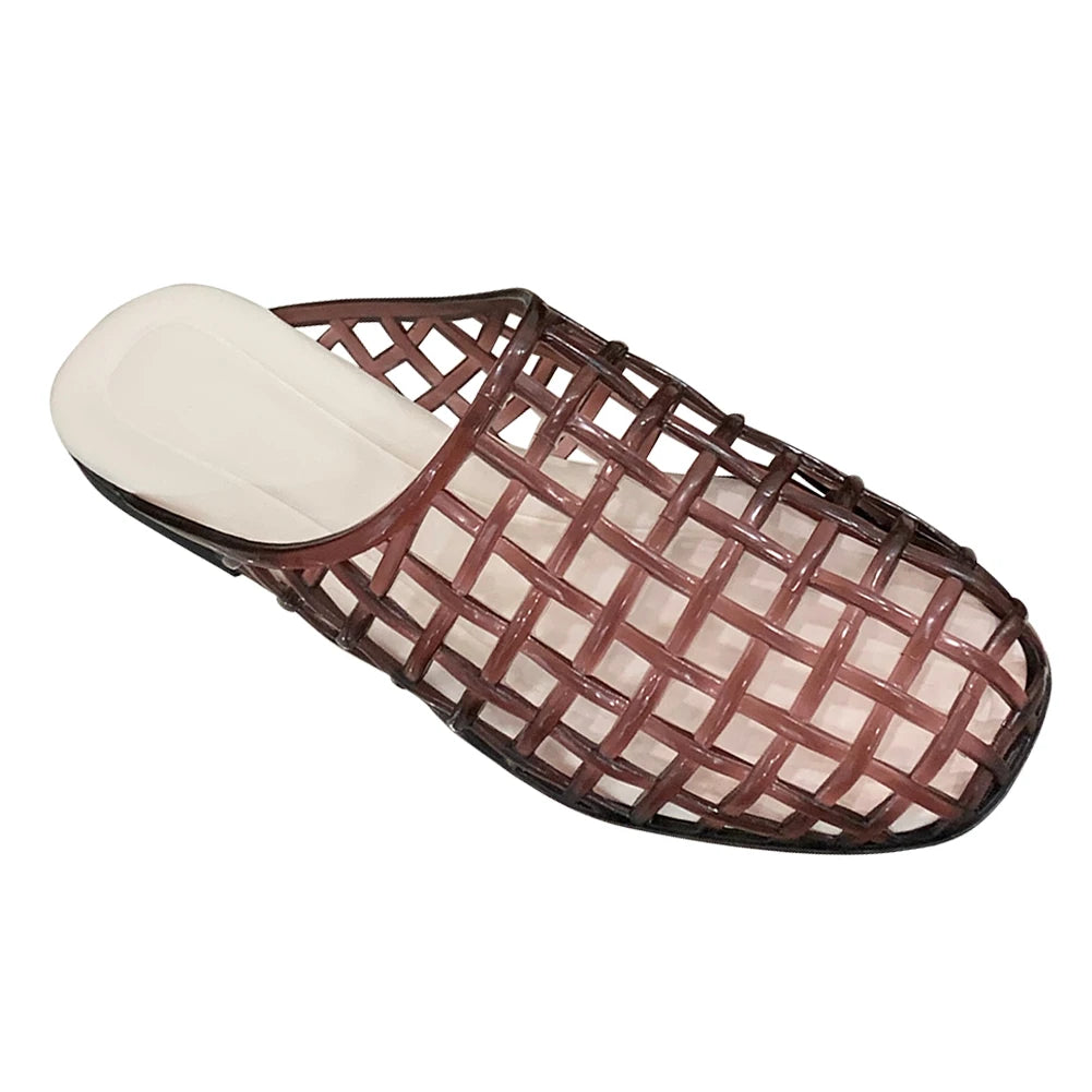 Women Jelly Flats Fashion Slip-On Flats Lightweight Hollow Out Ballet Flats Breathable Casual Flat Sandals for Outdoor Travel