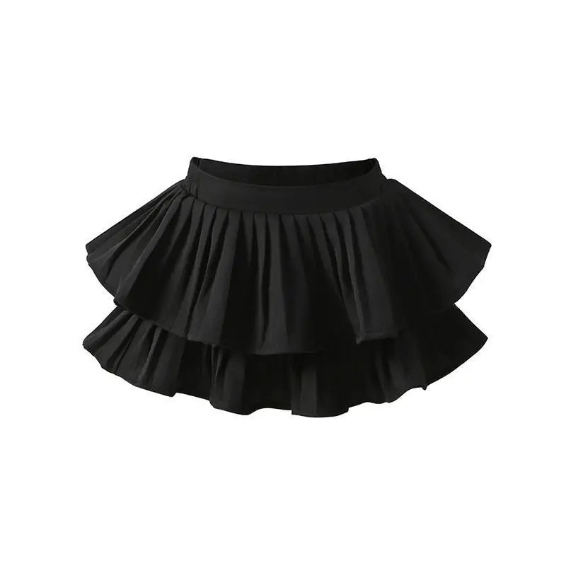 Summer Baby Girls Cake Skirts Solid Elastic Waist Children Girl Pleated Skirts High Quality Preppy Style Junior Girl Dance Skirt