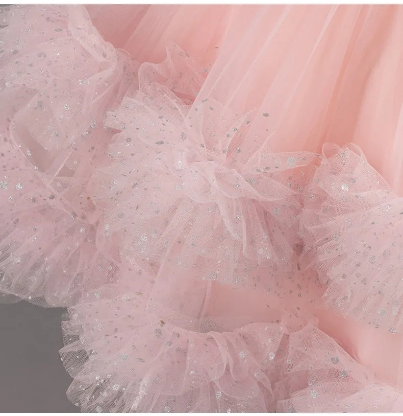 Fashion Solid Color Girl Princess Dress Lace Sleeveless Bow Dress for Girls Summer New Kids Girls Party Dresses 1-9 Years