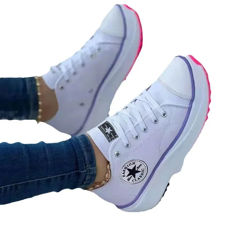 Spring New Low-Top Women's Canvas Shoes Thick Sole Plus Size Women's Shoes Comfortable Breathable Slip-On Casual Shoes